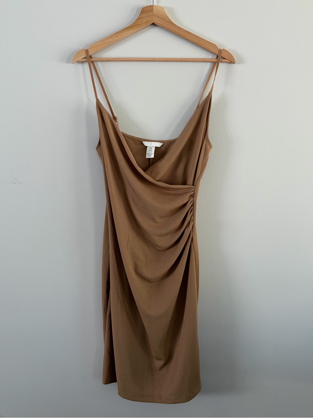 H&M Brown Draped Mini Slip Dress
